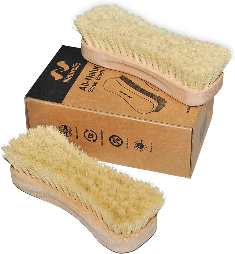 Naturolic All-Natural Wooden Scrub Brush Set | Eco-Friendly Cleaning Brush Set with Tampico Bristles | Floor Scrub Brush & Shower Scrubber for Bathroom, Tub, Kitchen & Carpet | Sustainable Set – Pack of 2 - Image 5